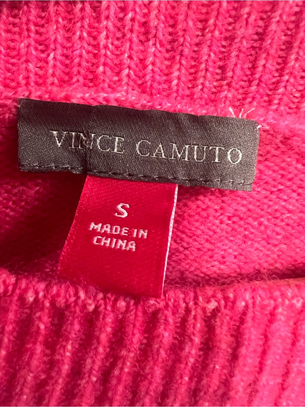 Vince Camuto Vibrant Hot Pink Sweater Exposed Seam Crewneck S NWT - Picture 5 of 11